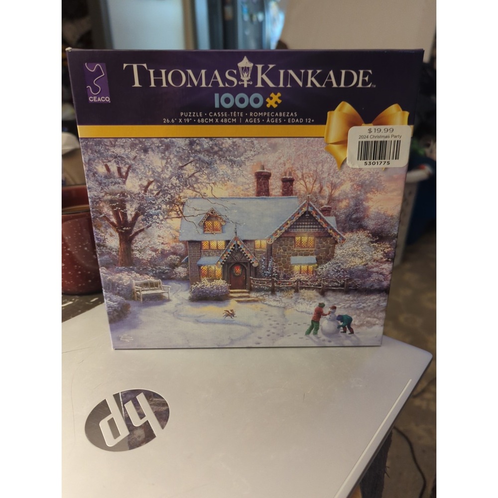 1000 Piece Jigsaw Puzzle by THOMAS KINKADE - Christmas at Ginerbread Cottage